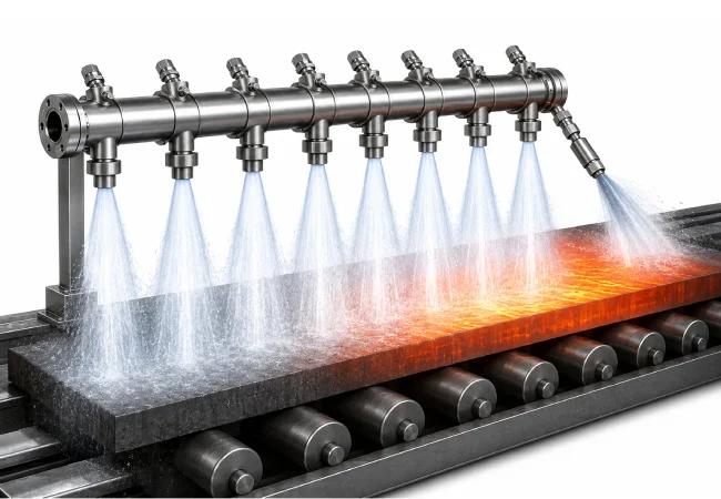 descaling nozzle beam for uniform scale removal in rolling mill 